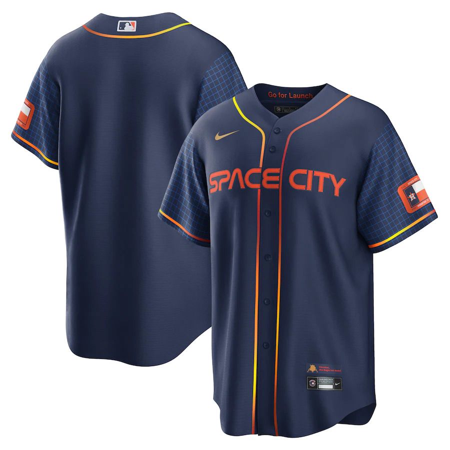 Custom Men Houston Astros Blank Nike Navy 2022 City Connect Replica MLB Jersey->customized mlb jersey->Custom Jersey